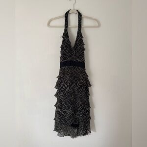 Jovani Polka Dot Ruffle High-Low Halter Dress 4